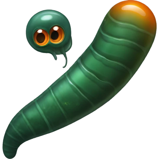 Eight-eyed Dark green and orange leech with oral suction and caudal suction emoji