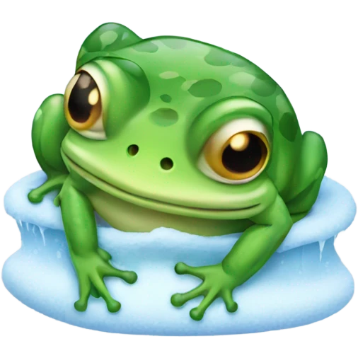 Frog which is freezing emoji