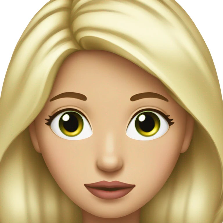 Pretty woman, Blonde highlights hair, smaller shaped green color  pink lips emoji