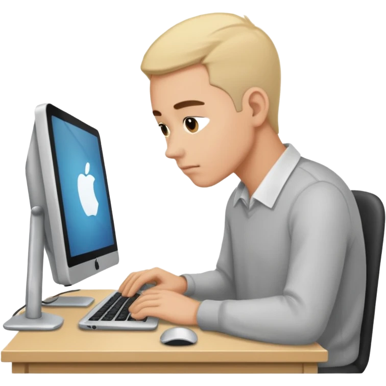 ligth man working on his computer emoji