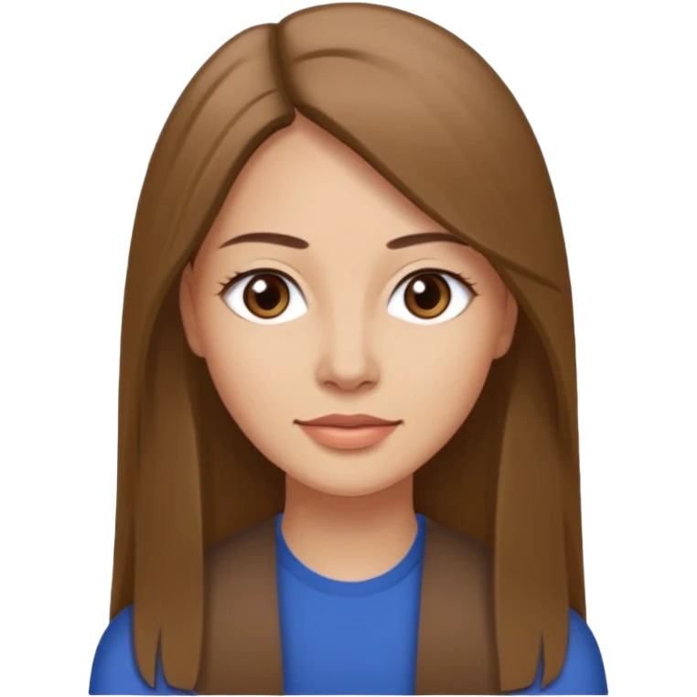 a woman in her 30´s, light skin with medium brown straight hair, long hair. Gray eyes. No eyeglasses. emoji