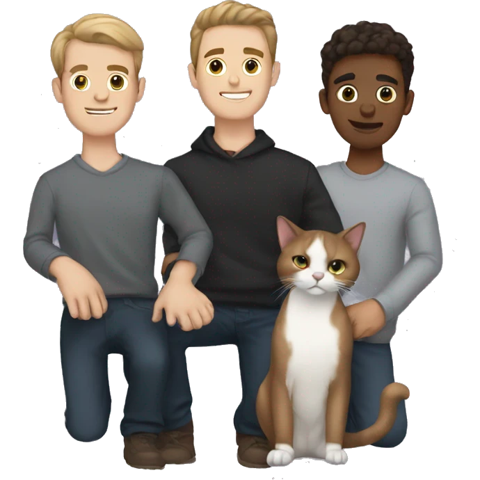 Brown hair white men holding two black cats  emoji