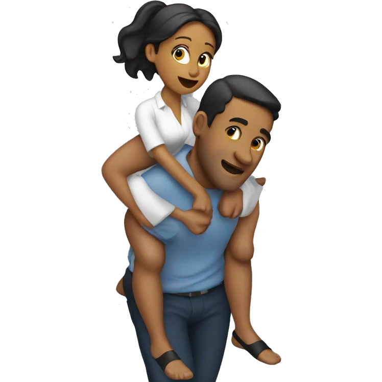 a woman giving a man a piggy back ride emoji
