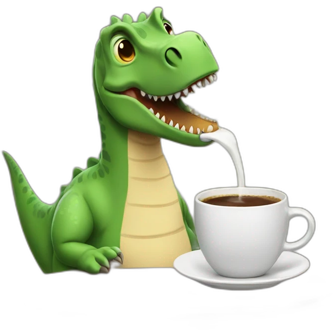 dino drinking coffee emoji
