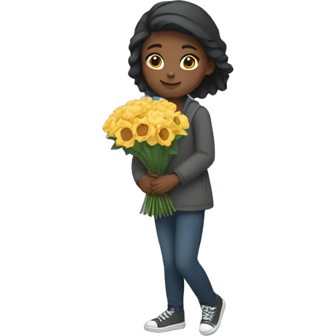 Girl carrying a bouquet  emoji