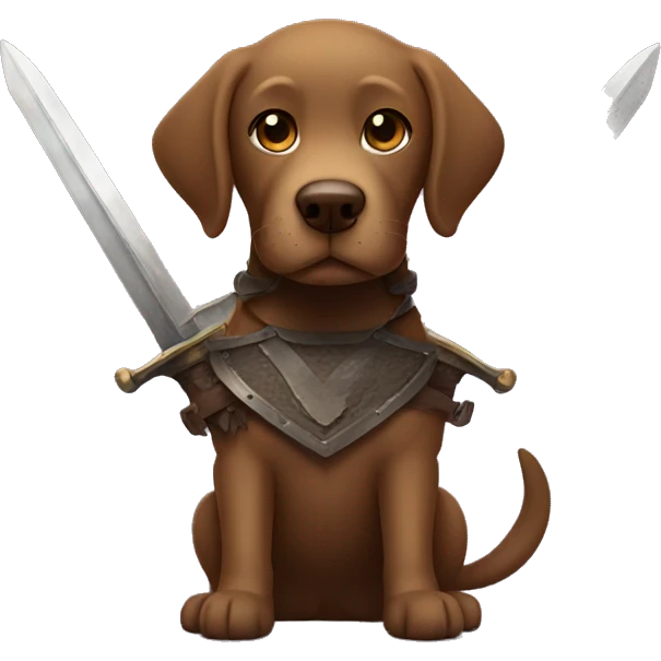brown labrador holding a sword emoji