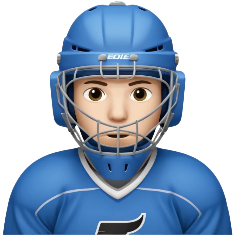 ice hockey goalie portrait, head and shoulders only, wearing goalie mask and helmet, padded jersey collar, holding goalie stick, focused intense expression, 3D cartoon style, mobile game icon style, clean background, no text, no watermark

 emoji
