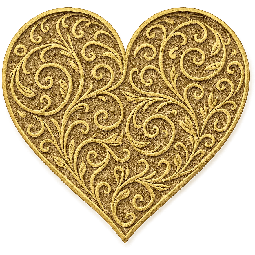 heart with a delicate gold filigree, digital illustration style, no background emoji