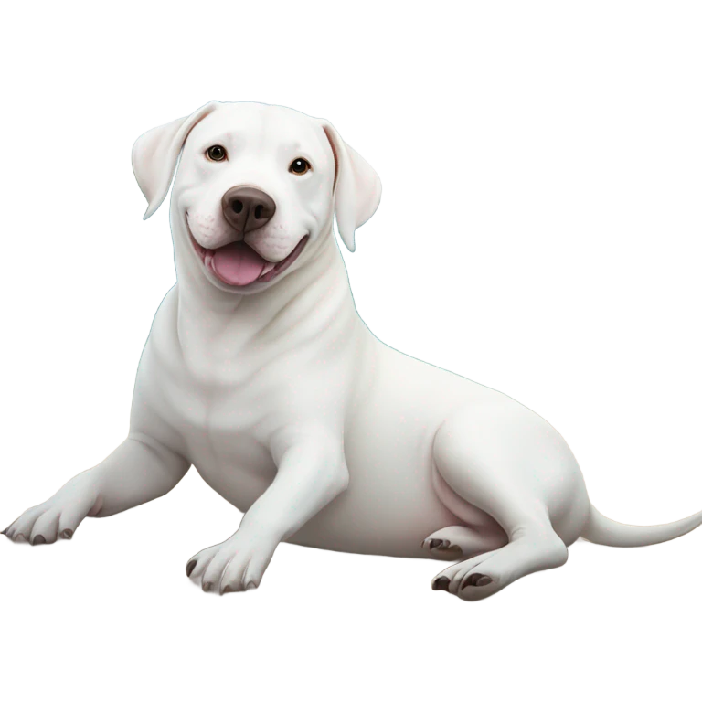One beluga whale next to one white pitbull emoji