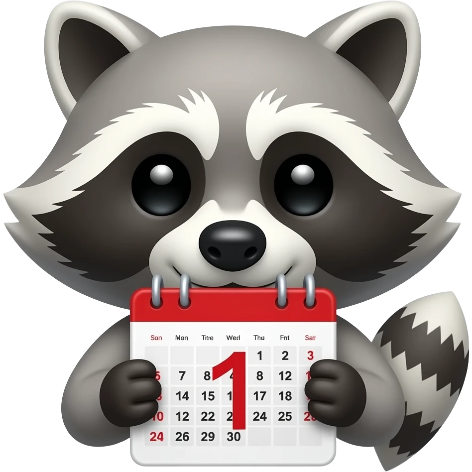 Head of A Raccoon holding a calendar emoji