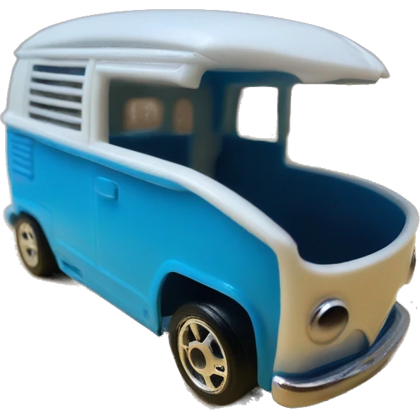 Side view Mattel hot wheels Volkswagen Kool Kombi tooned car.blue  emoji