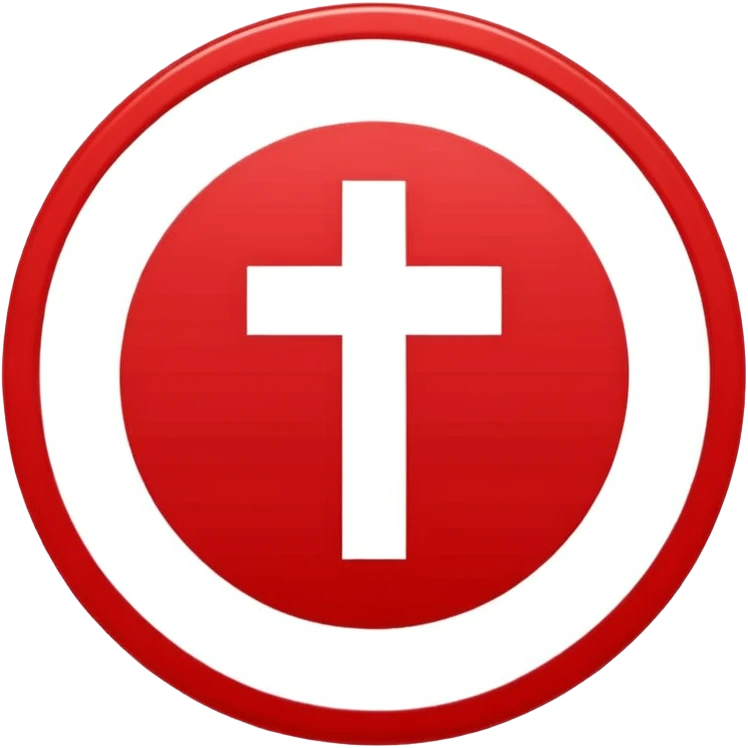 Front-facing medical cross symbol inside a simple circle, minimal line-art, clean modern style, straight angle, simple outlines, no background, transparent, represents “health / medical challenges / difficulty emoji