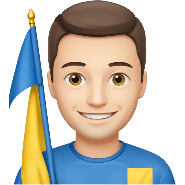 a Ukrainian man with the flag of Ukraine emoji