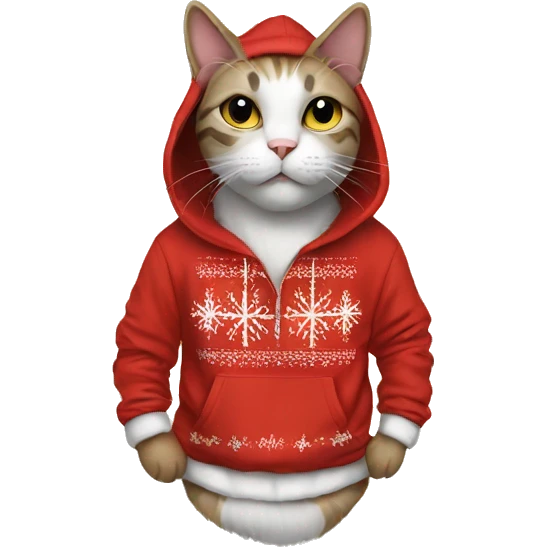 Cat in a crismas hoodie emoji
