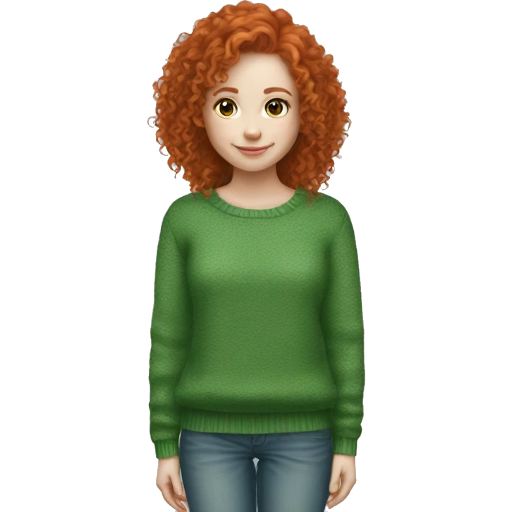 red curly hair green jumper pale skinned girl emoji