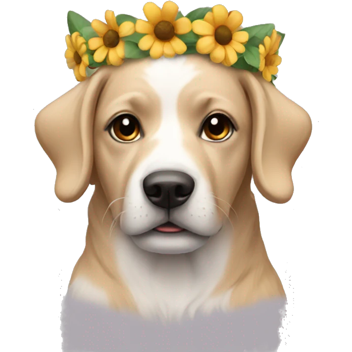 Dog wearing a flower crown emoji