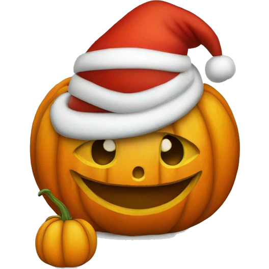 Pumpkin wearing Santa hat  emoji