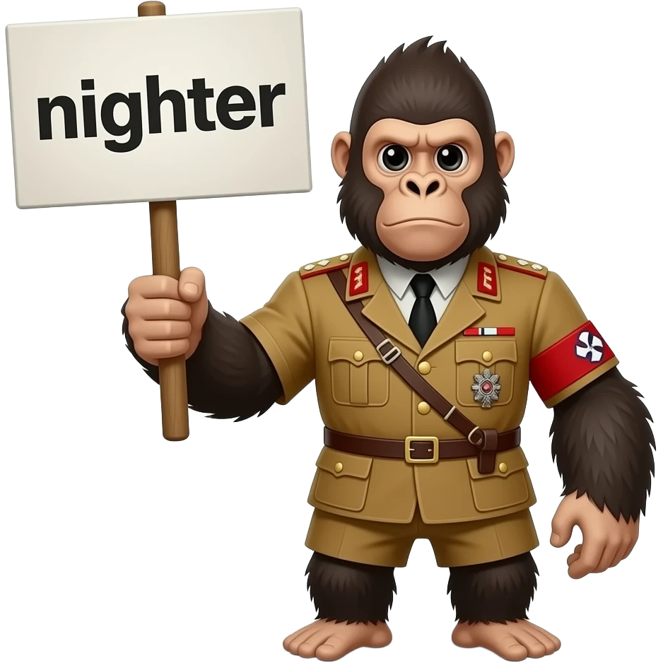 Hitler gorilla holding nigher sign emoji