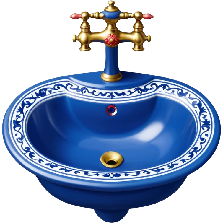 Victorian style bathroom sink blue and white  emoji