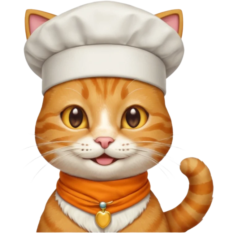 cat chef with bandana and large gold earring, emoji style emoji