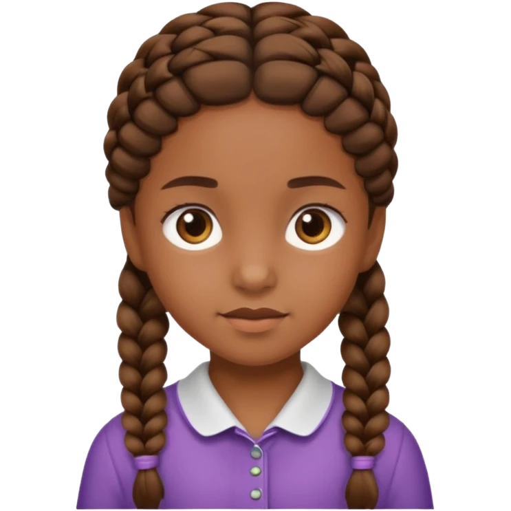 student, brown braid hair girl kid emoji