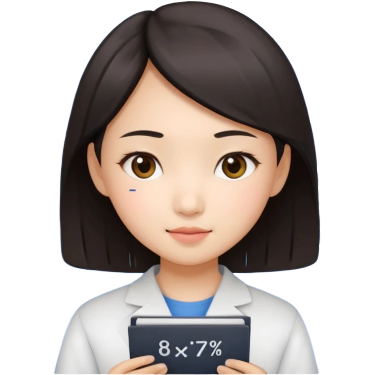 A Asian girl showing a math test with 100% on it emoji