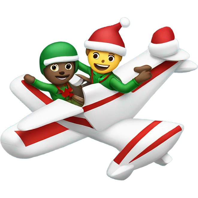 Christmas pilot flying a small two passenger plane wishing merry Christmas emoji