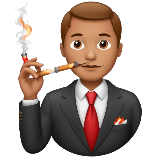 Draw a no smoking sign. Next to it, there is a man in a suit smoking a cigar. emoji