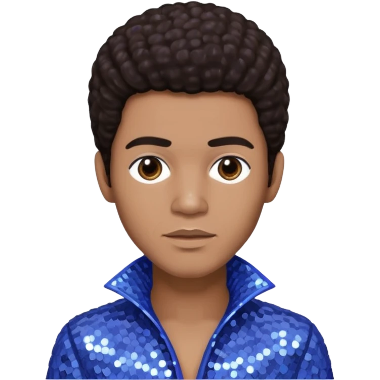 Bobby Farrell from Boney M with dark brown hair, periwinkle sequin outfit emoji