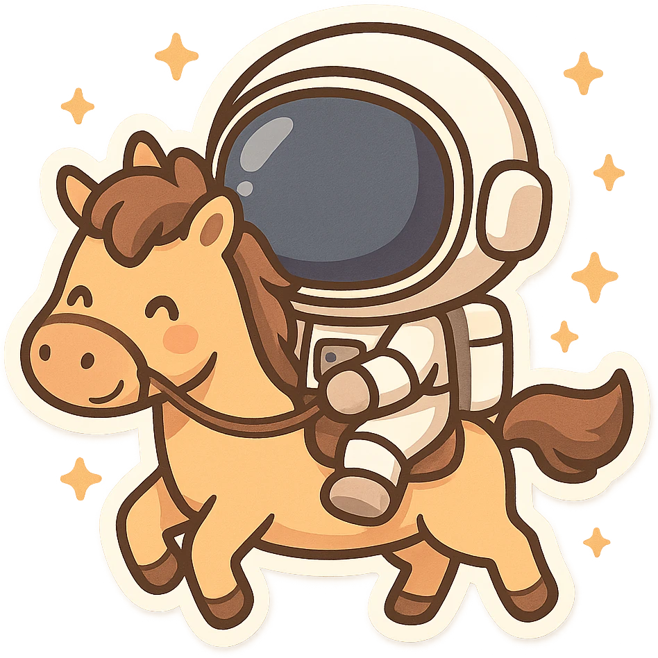 astronaut on horseback with stars in background emoji