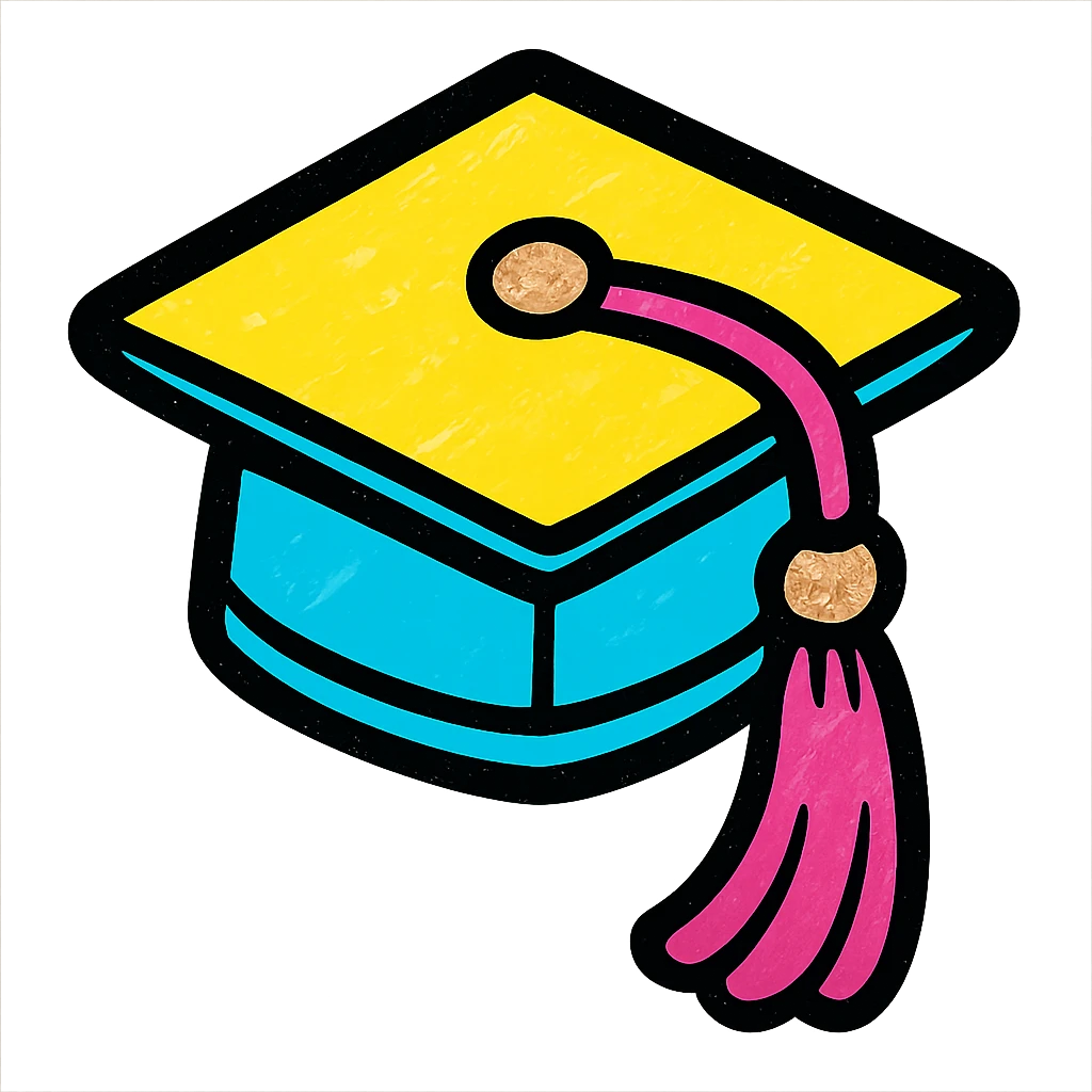 black graduation cap with rose gold tassel, feminine style, glitter accents emoji
