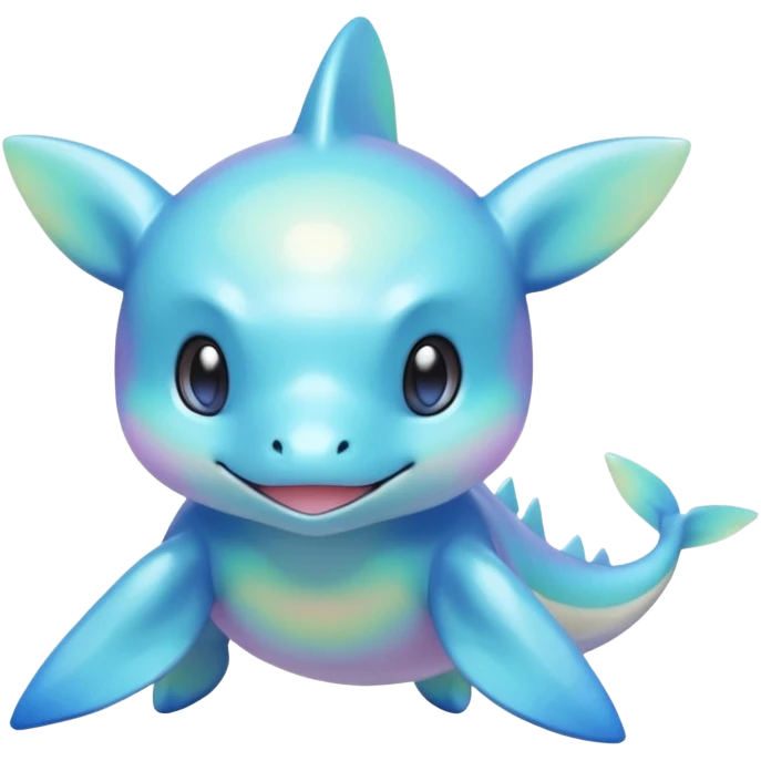 Glossy Iridescent Pastel Soft Aquatic Smooth Pokémon-Fakémon-Digimon-Creature, (full body) emoji