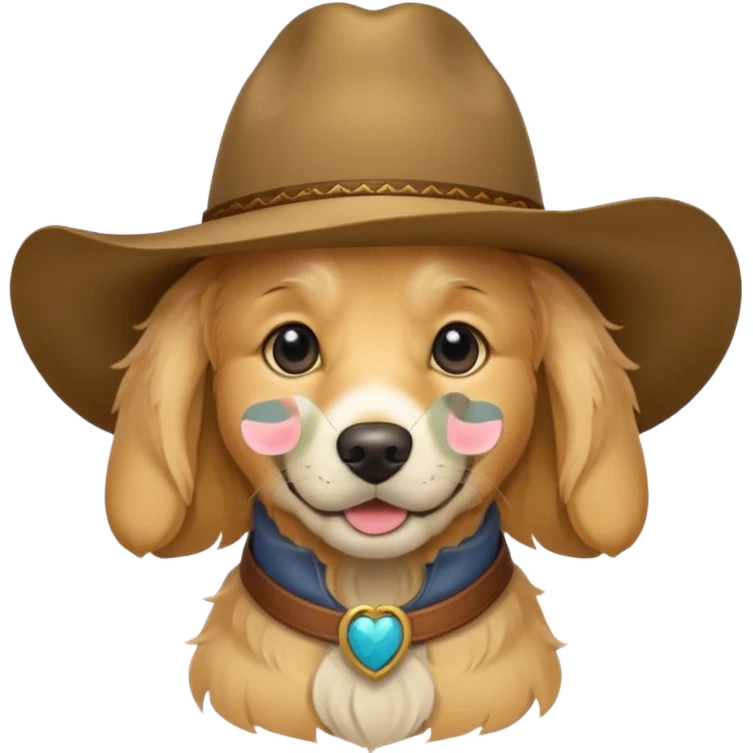 Golden  retriever dog with a western hati emoji