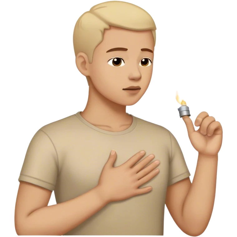a person places a hand on their chest, taking a deep breath before choosing the lighter path, symbolizing their decision to respond instead of react with peace. light emoji