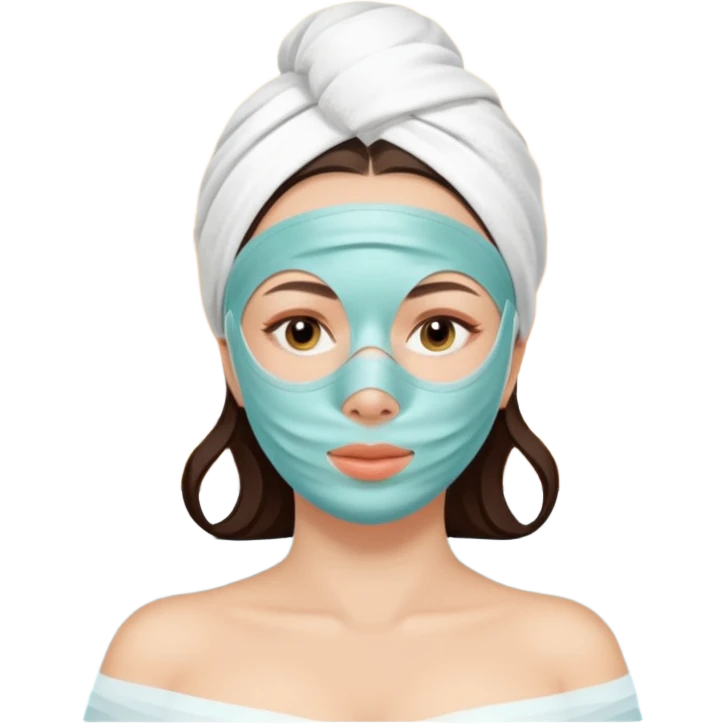 Lady with face mask spa beauty full face relaxing emoji
