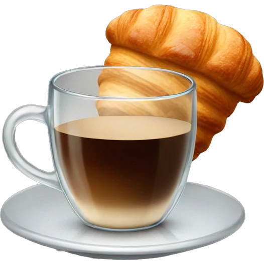 A glass of coffee with a croissant emoji