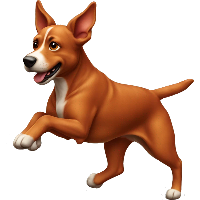 realistic solid red dog with pointed ears running emoji