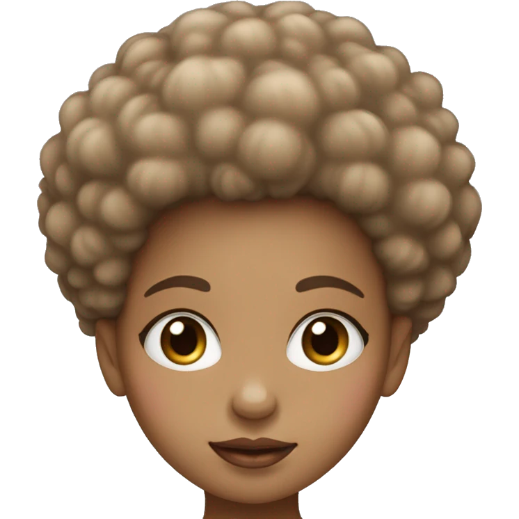 a little girl face with light brown afro hair, blue eyes and pink lips  emoji