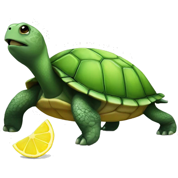 turtle with a lemon ha emoji