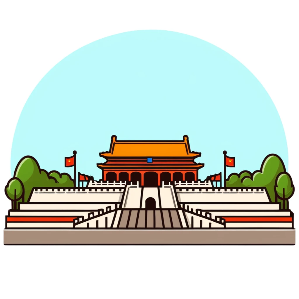 Tiananmen Square in Beijing with traditional Chinese architecture gate, sunny day, travel landmark illustration emoji