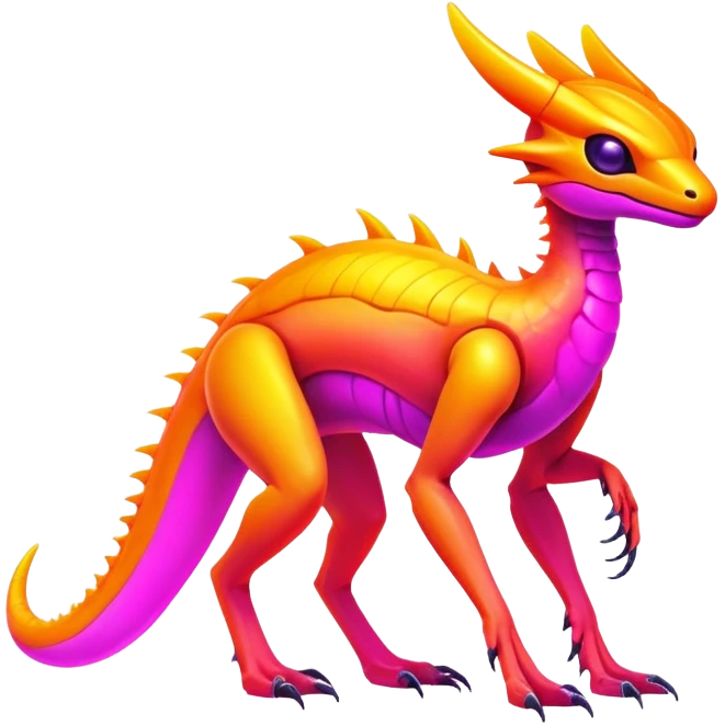 Exotic futuristic lush warm-colored neon Fakémon-creature (full body) emoji