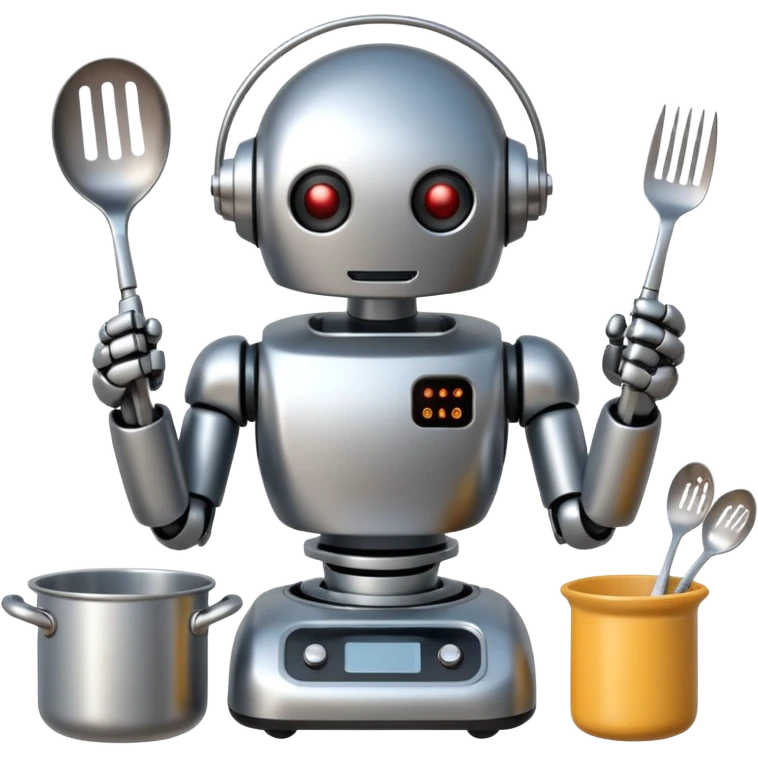 cooking robot with meal emoji