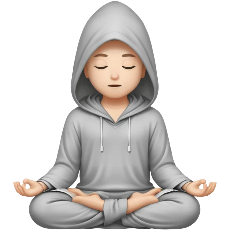 Person wearing hood meditating emoji