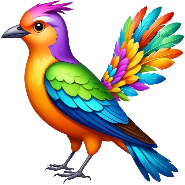 cuckoo bird with colorful feathers emoji