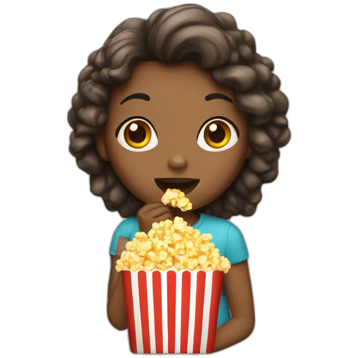 Girl eating popcorn emoji
