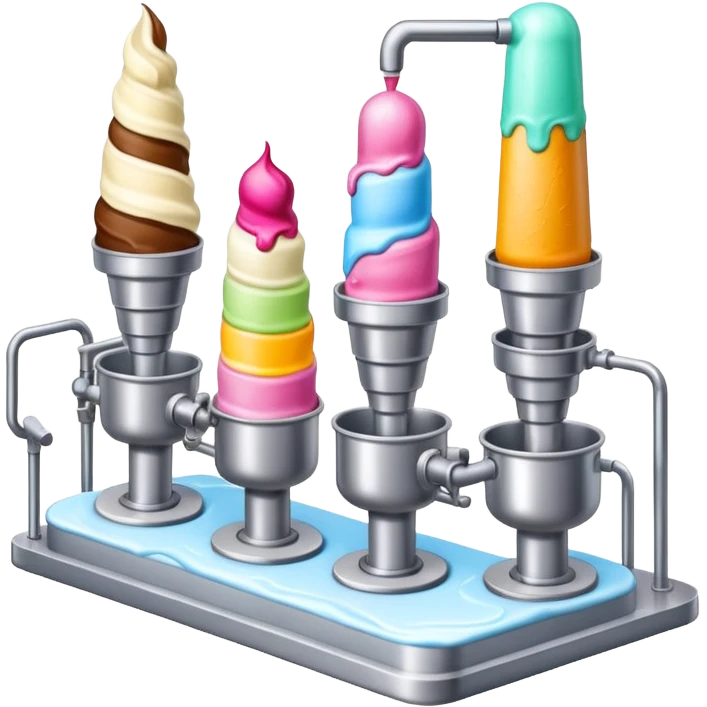 Ice cream factory with machines and production lines emoji