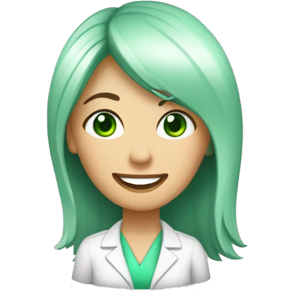 mujer dentista de ojos verdes preocupada  emoji