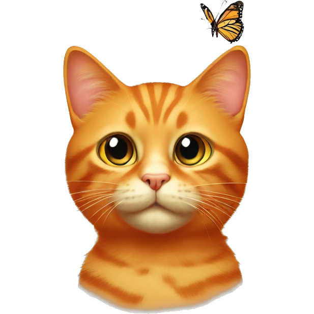 Orange cat with butterfly on Mode  emoji