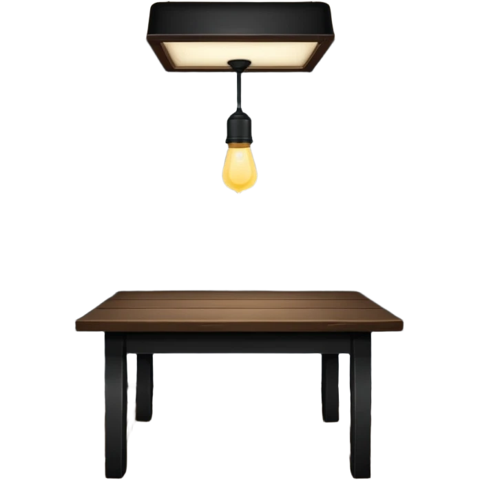 A dark room  with old table and over light  emoji