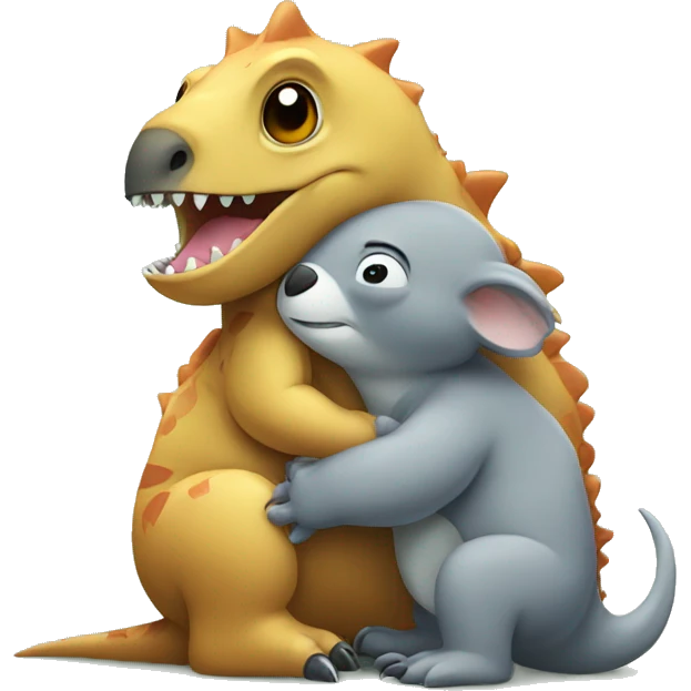 Dinosaur hugging a koala emoji